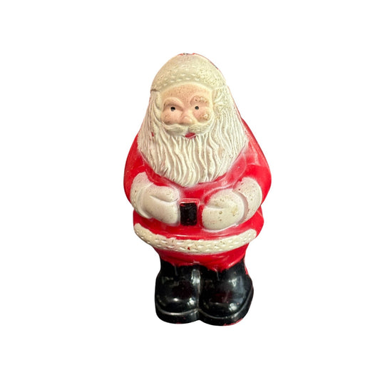 Vintage Celluloid Santa Claus Christmas Ornament Bulb Cover Red & White 4 3/4" Tall