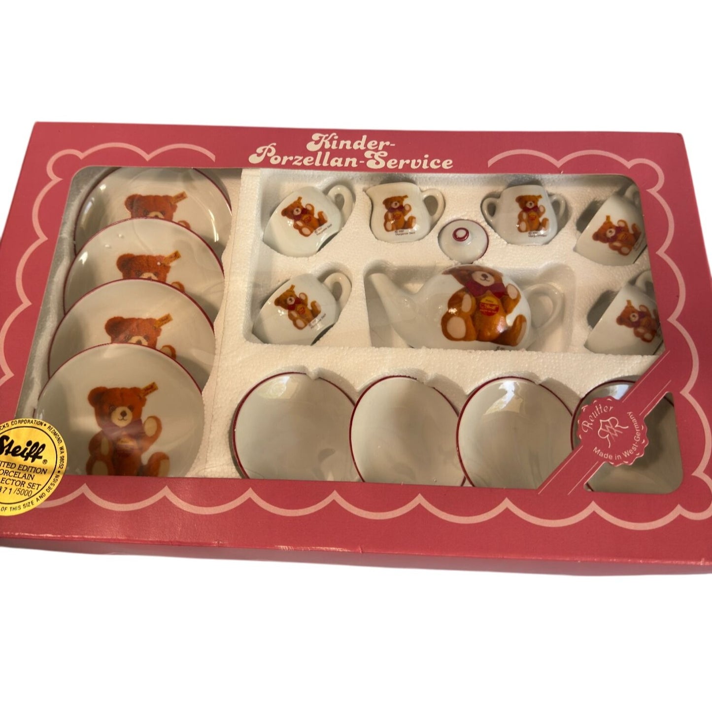 Steiff Reutter Porcelain Tea Set Teddy Bear Design Childrens Limited Edition