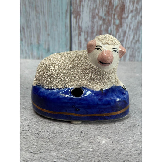 Vintage Staffordshire Lamb Inkwell Handcrafted England R Strom Wayne Montgomery