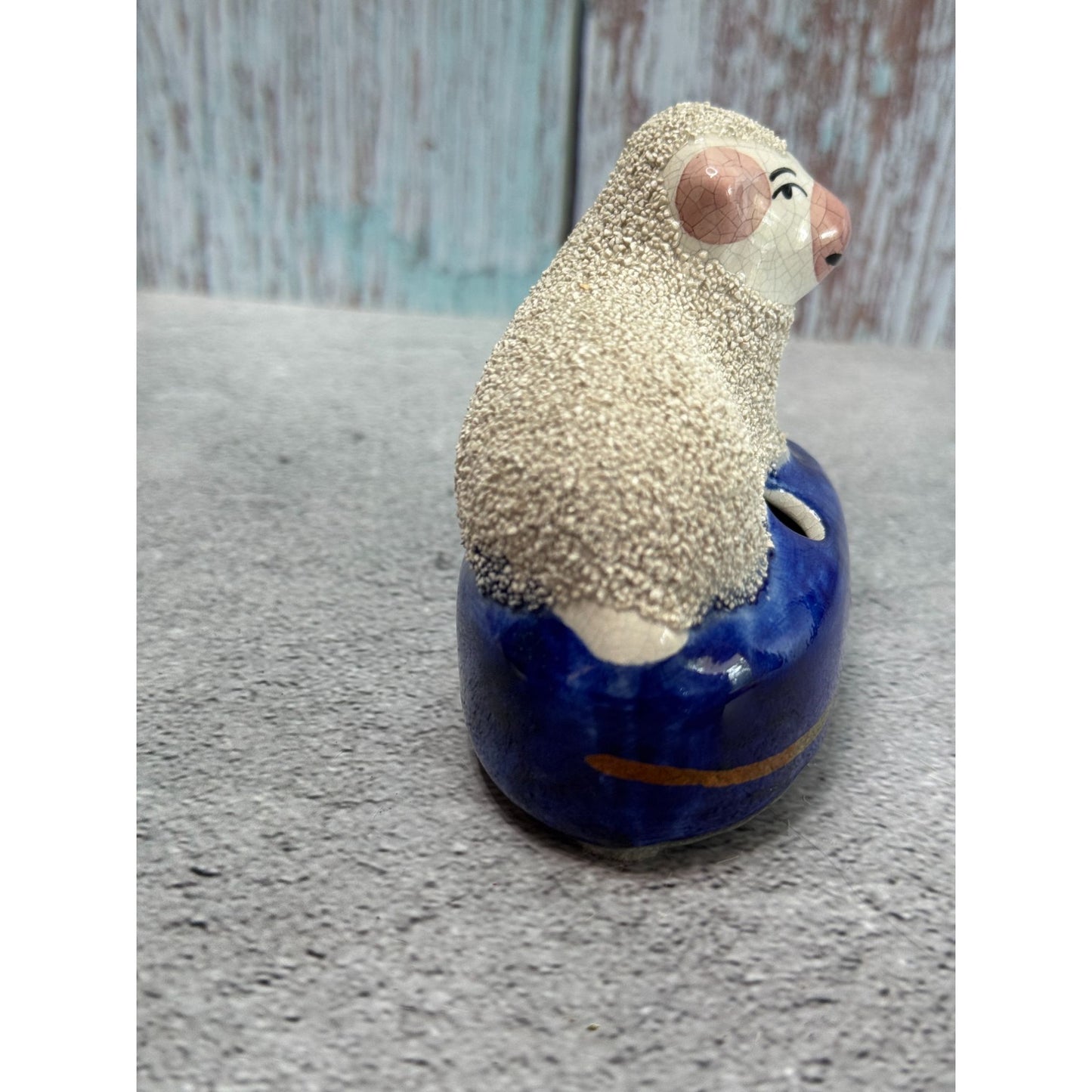 Vintage Staffordshire Lamb Inkwell Handcrafted England R Strom Wayne Montgomery