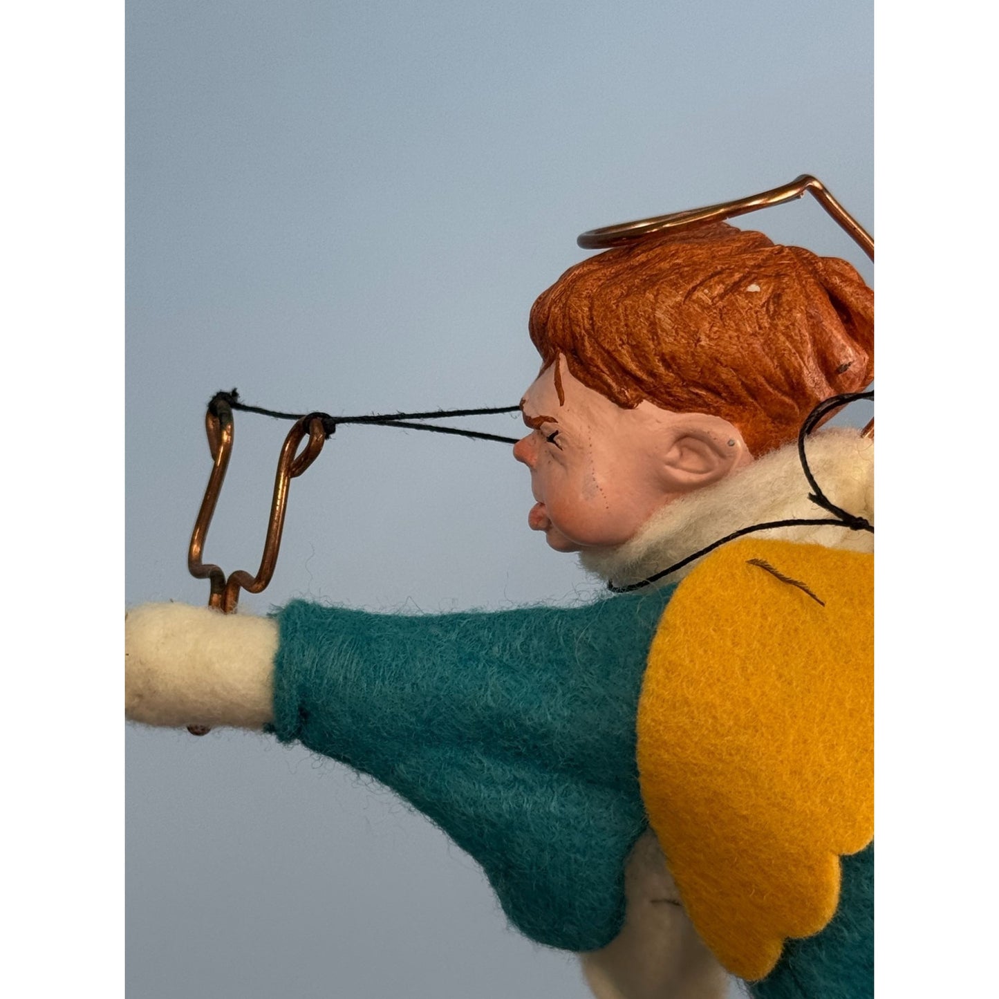 Vintage Simpich Doll Angel Ornament "Pete" 6" Felt Wings Slingshot Naughty Angel
