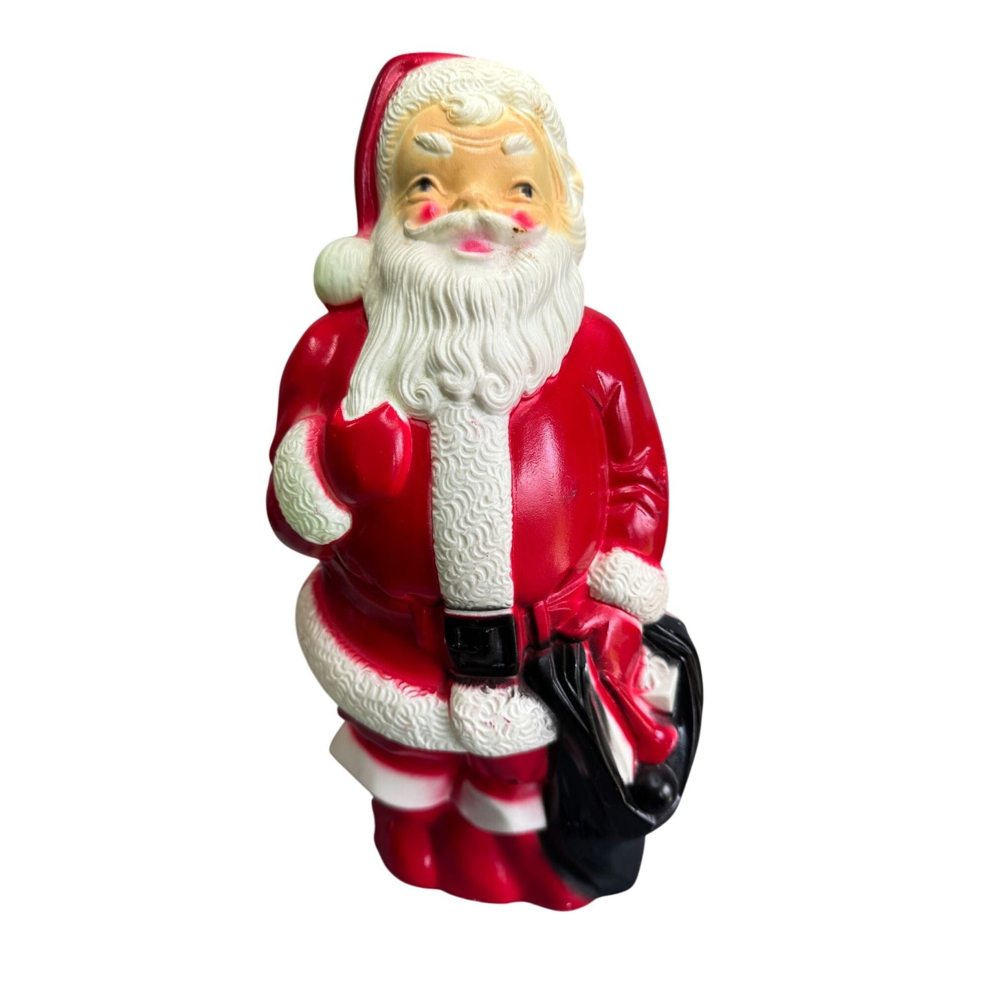 Vintage Empire Santa Blow Mold 1968 Lighted Red Suit Black Sack Christmas 13"