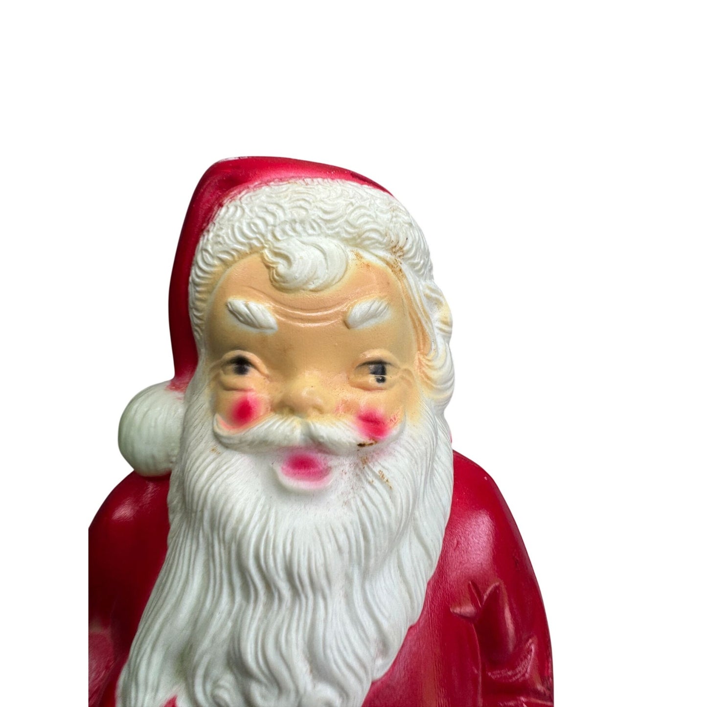 Vintage Empire Santa Blow Mold 1968 Lighted Red Suit Black Sack Christmas 13"