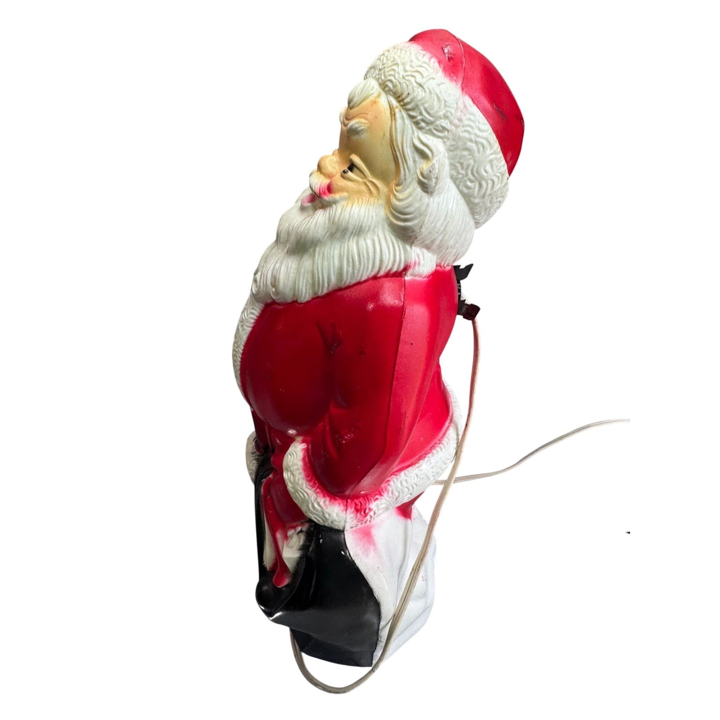 Vintage Empire Santa Blow Mold 1968 Lighted Red Suit Black Sack Christmas 13"