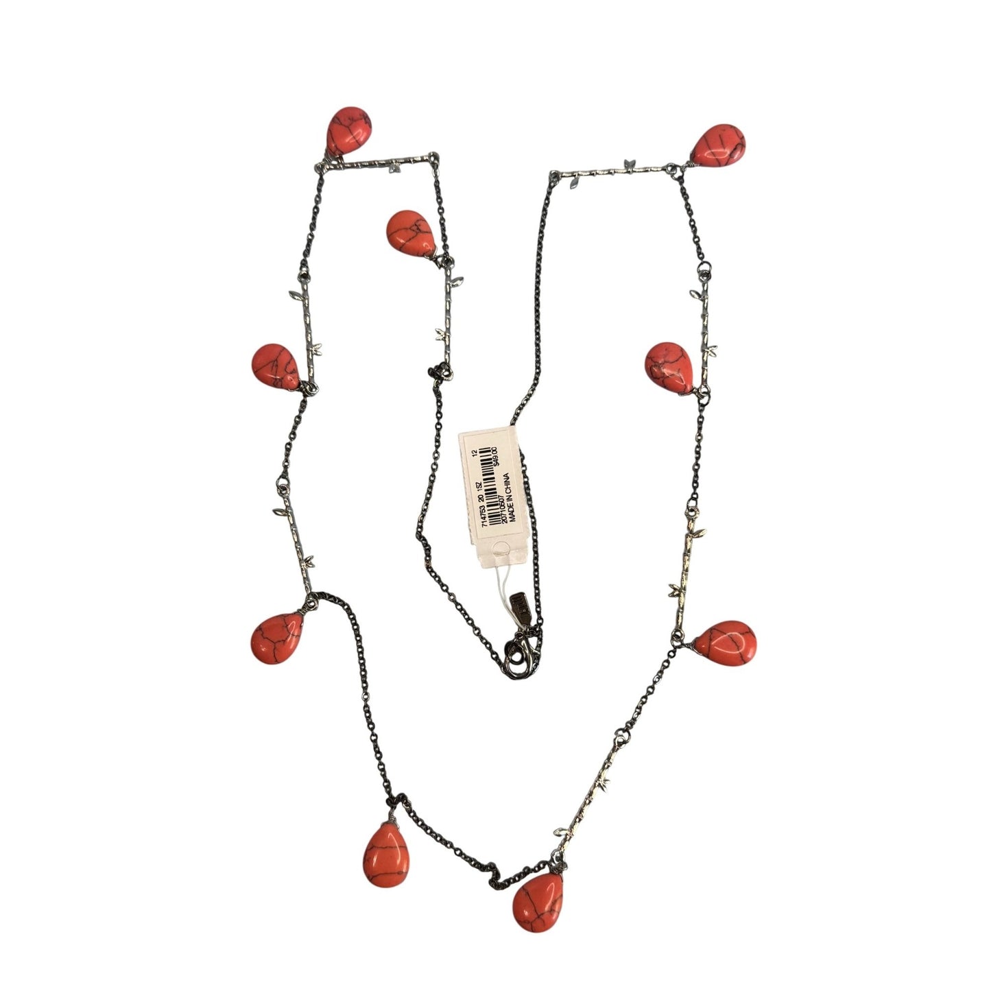 J Jill NWT Pink Howlite Gemstone Beaded Silverplate Necklace 32"