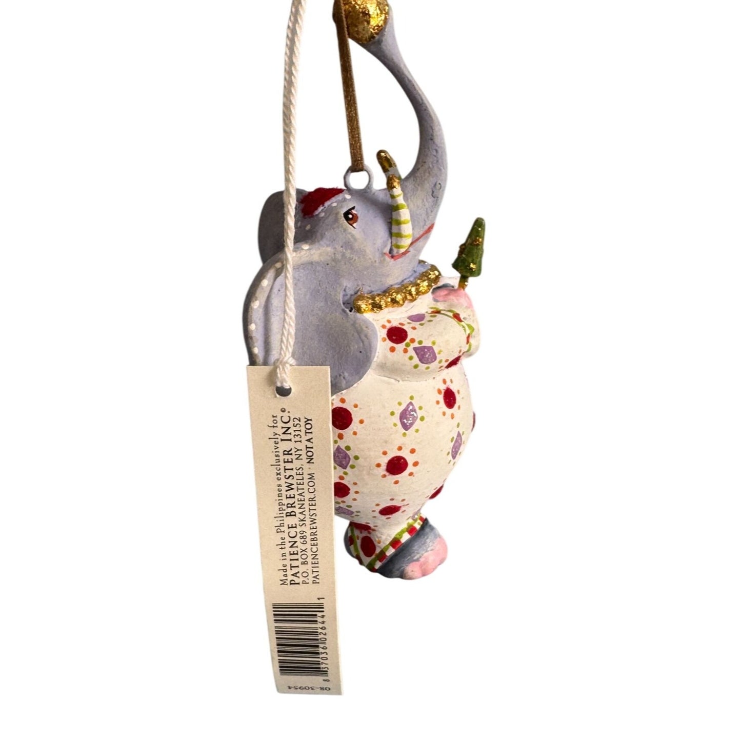 Patience Brewster Elephant Ornament 3 3/4" X 1 1/4" Polka Dot Design