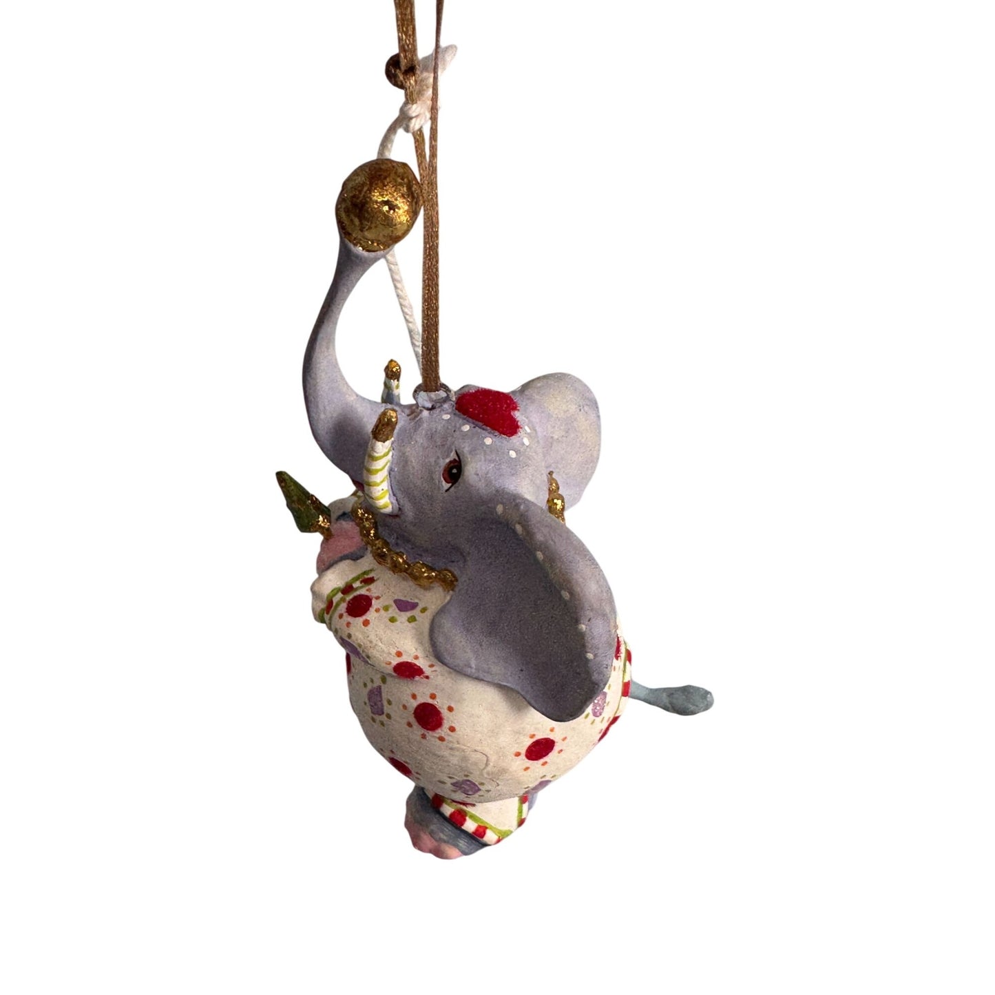 Patience Brewster Elephant Ornament 3 3/4" X 1 1/4" Polka Dot Design