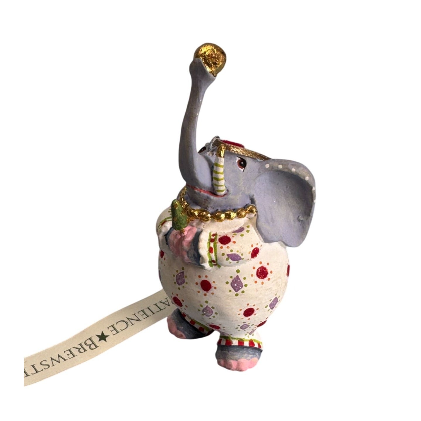 Patience Brewster Elephant Ornament 3 3/4" X 1 1/4" Polka Dot Design