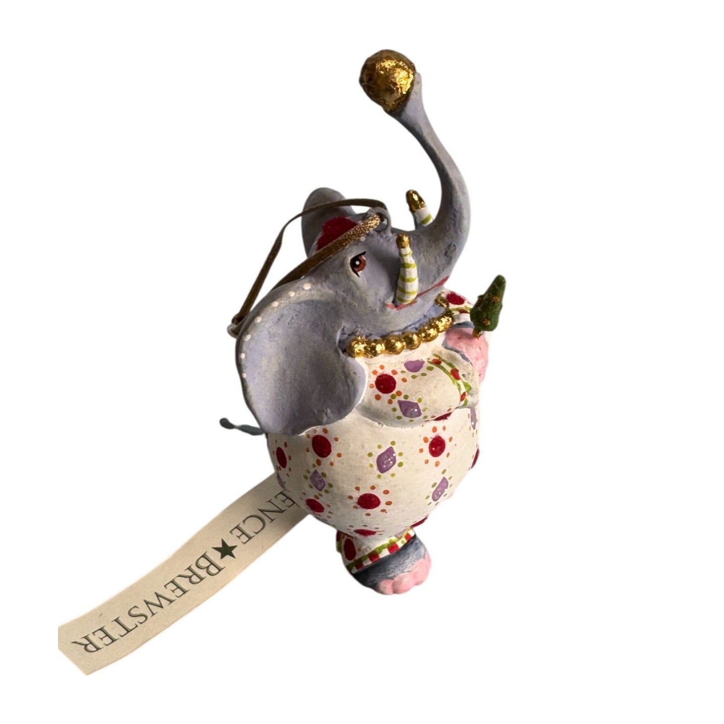 Patience Brewster Elephant Ornament 3 3/4" X 1 1/4" Polka Dot Design