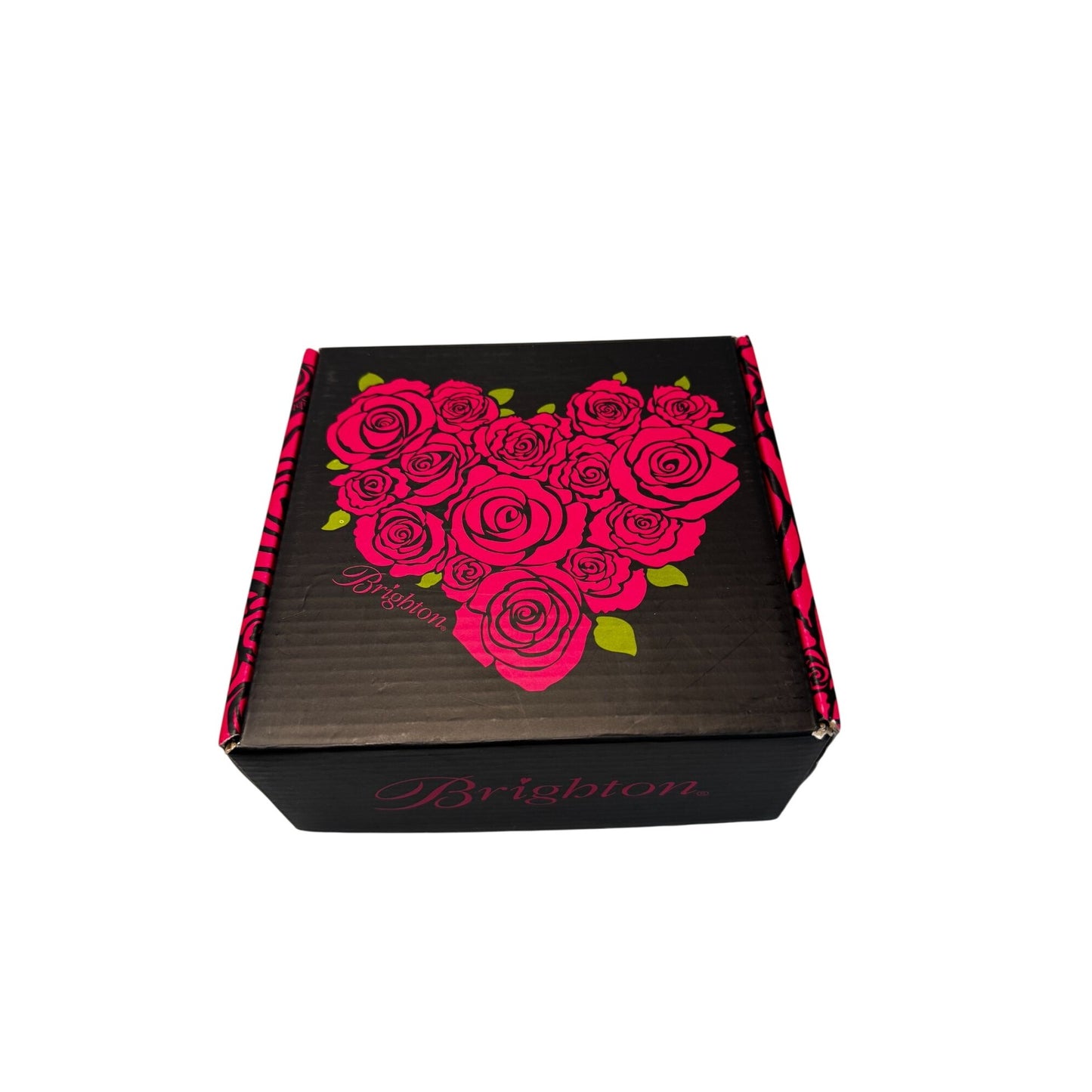 Brighton Heart Shaped Clear Textured Glass Bowl Red Heart Center 5" Box