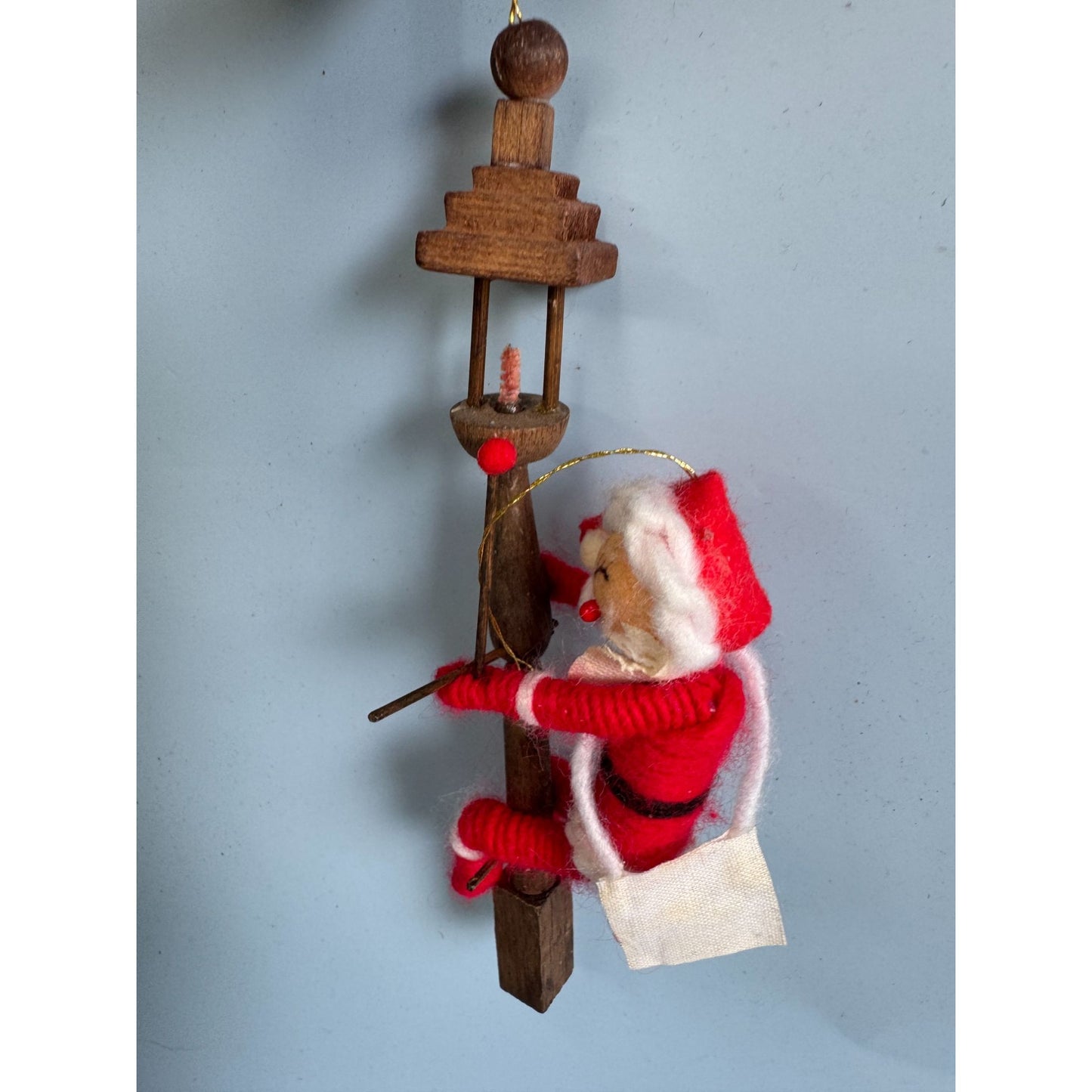 Vintage Santa Climbing Lightpost Ornament