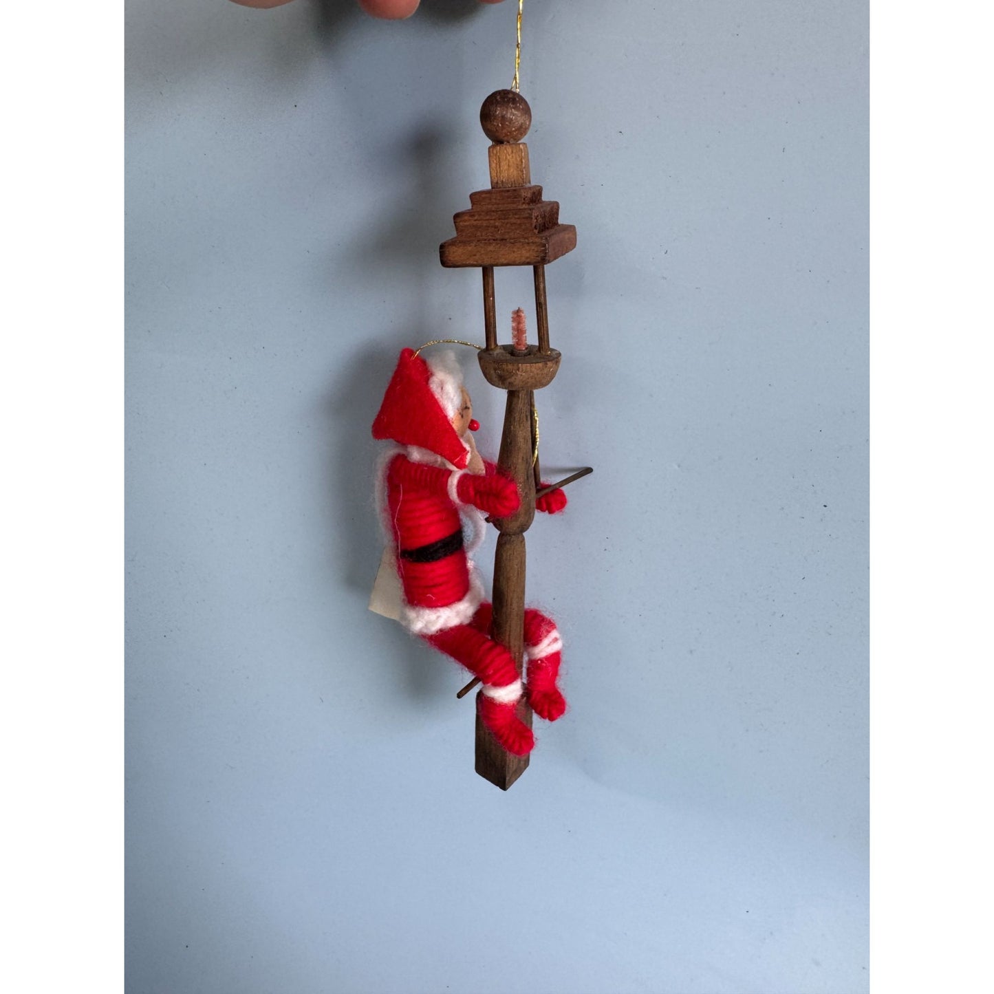 Vintage Santa Climbing Lightpost Ornament