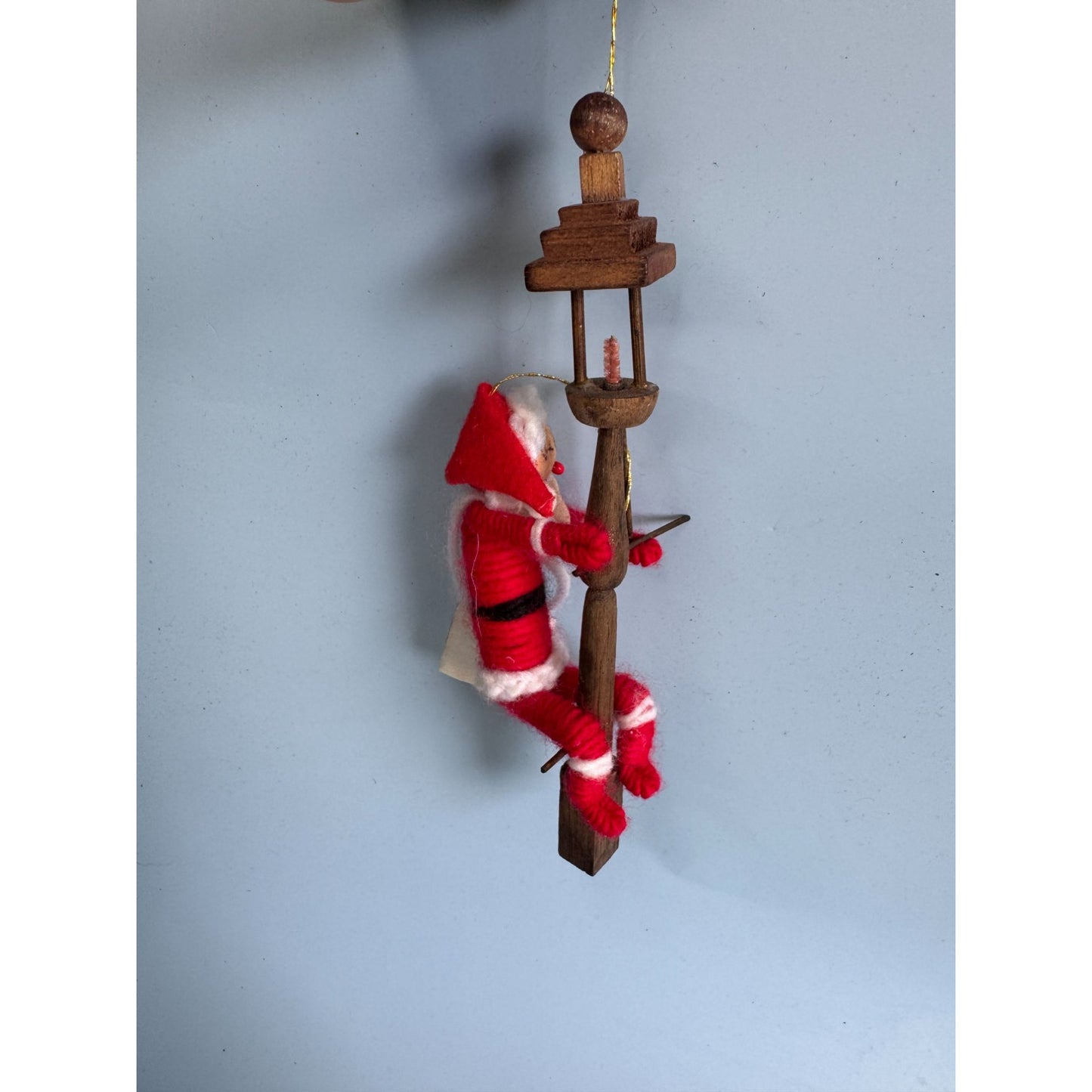 Vintage Santa Climbing Lightpost Ornament