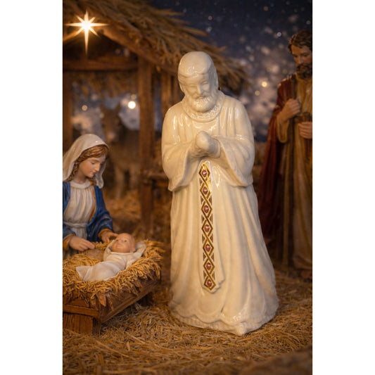 Lenox China Jewels Joseph Standing Nativity Figurine Gold Purple Jewels 6 1/2"