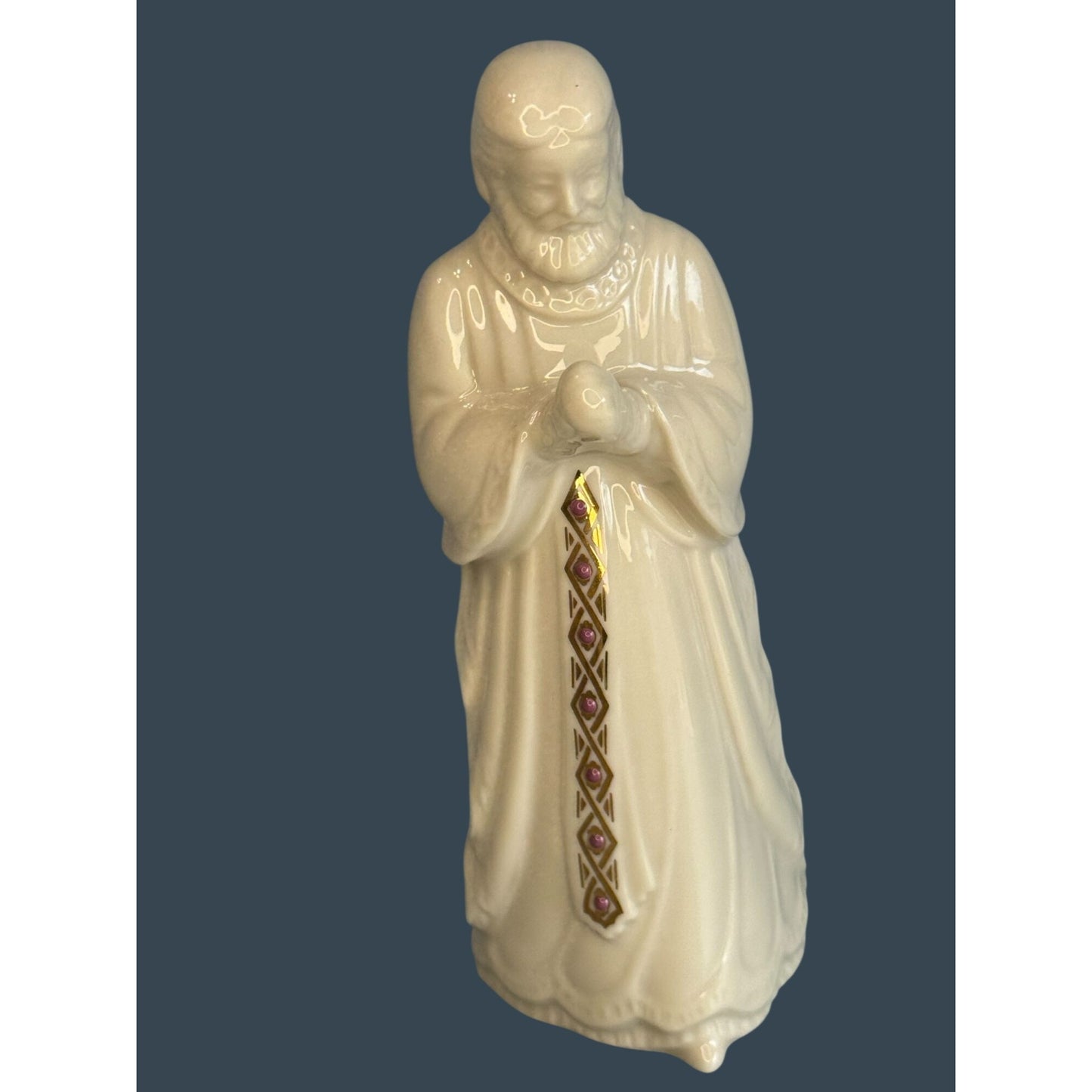 Lenox China Jewels Joseph Standing Nativity Figurine Gold Purple Jewels 6 1/2"