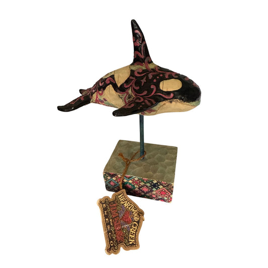 Jim Shore "Majestic Flight" Orca Figurine On Stand 2005 Hand-Painted 8.5 "
