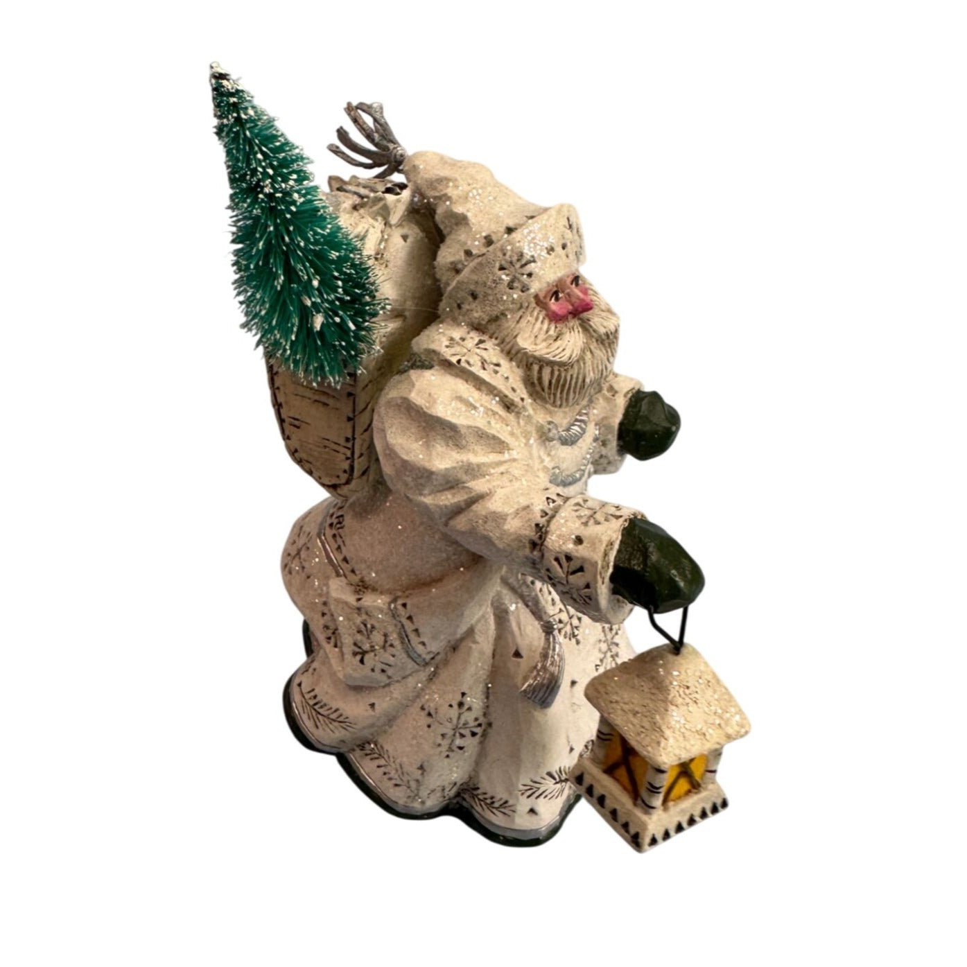 Midwest of Canon Falls P. Schiffer Winters Eve Woodland White Santa Signed 6”