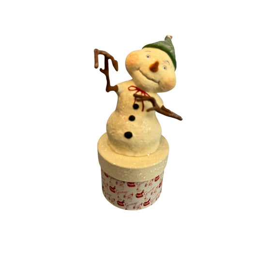 Bethany Lowe Snowman Candy Container Glittered Paper Mache Christmas Figure 8.5 Inches