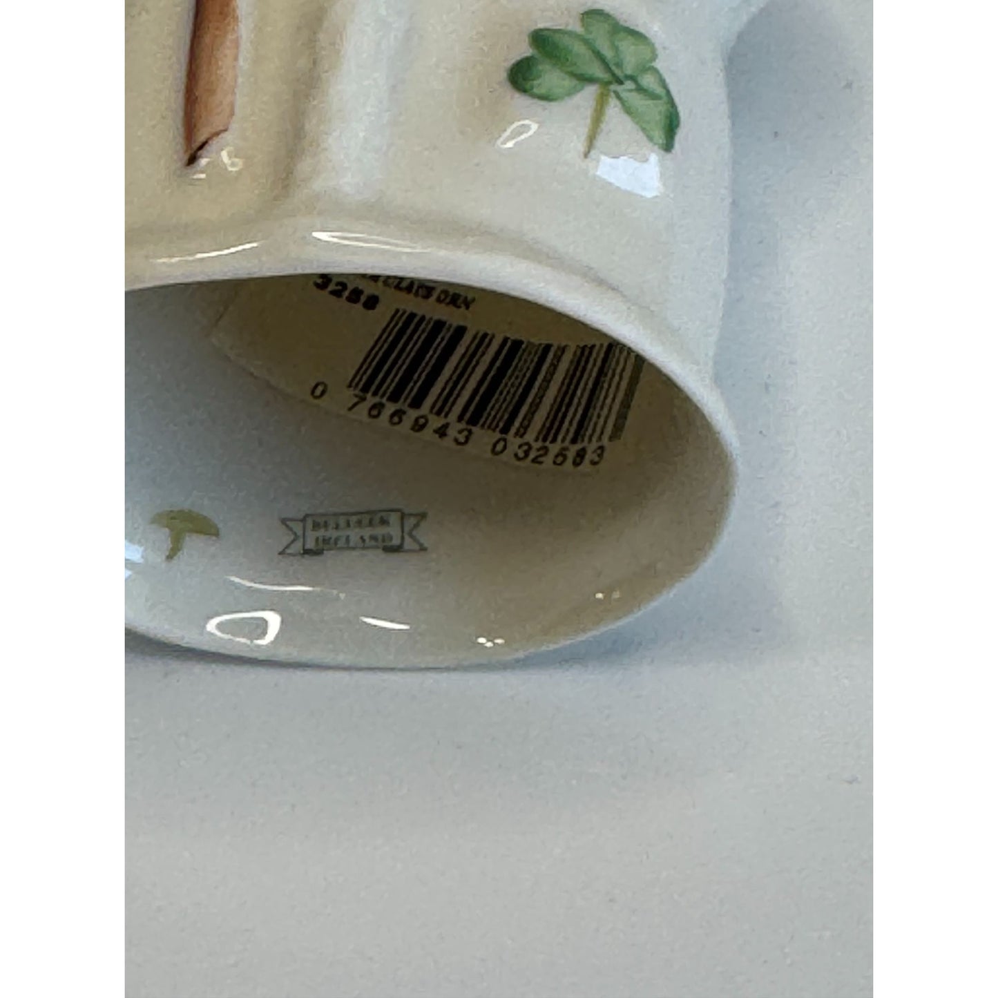 Belleek Santa Ornament Bell White Porcelain Shamrock Green Cord 4.5" Ireland