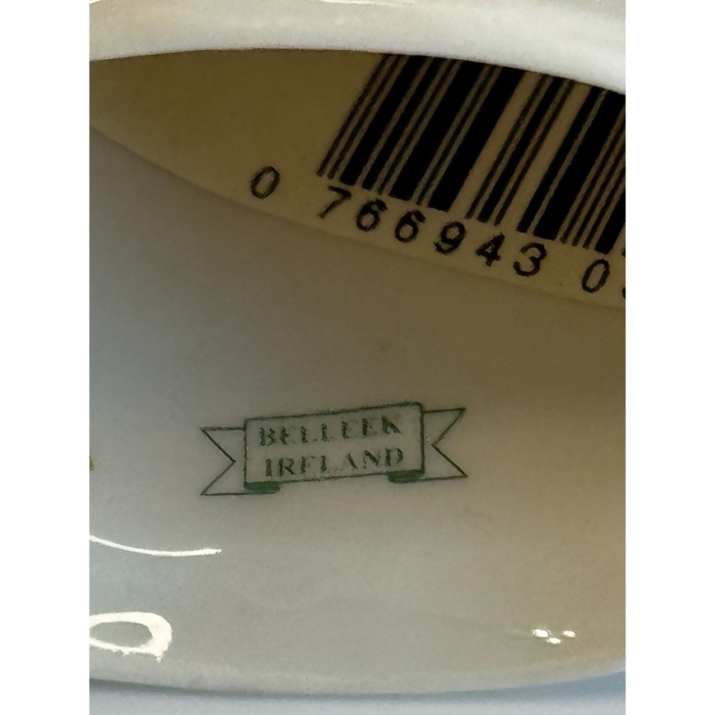 Belleek Santa Ornament Bell White Porcelain Shamrock Green Cord 4.5" Ireland