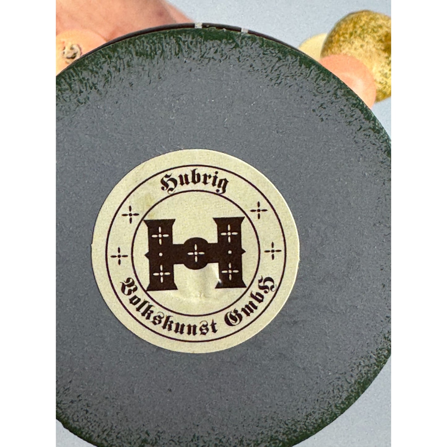 Vintage Hubrig Volkskunst Witch Girl Smoker Red Wood 5 1/4 Inch Germany