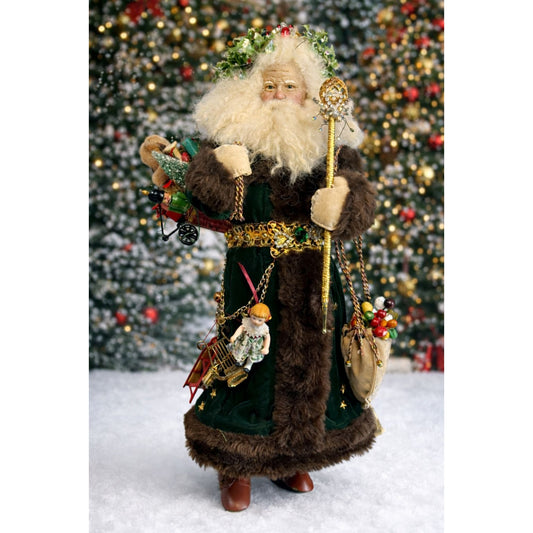 Lynn West Father Christmas Figurine 19" Green Velvet Fur Signed 1986 Limited Edition