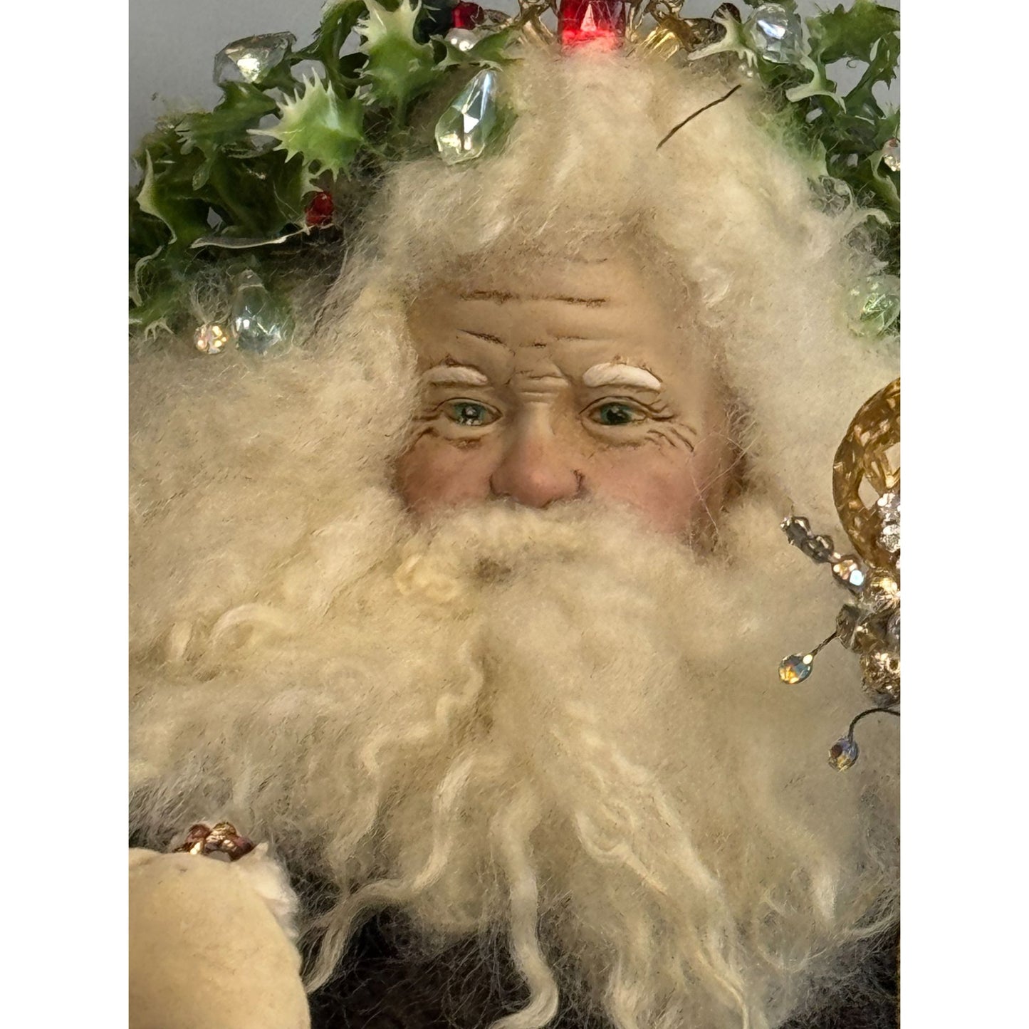 Lynn West Father Christmas Figurine 19" Green Velvet Fur Signed 1986 Limited Edition