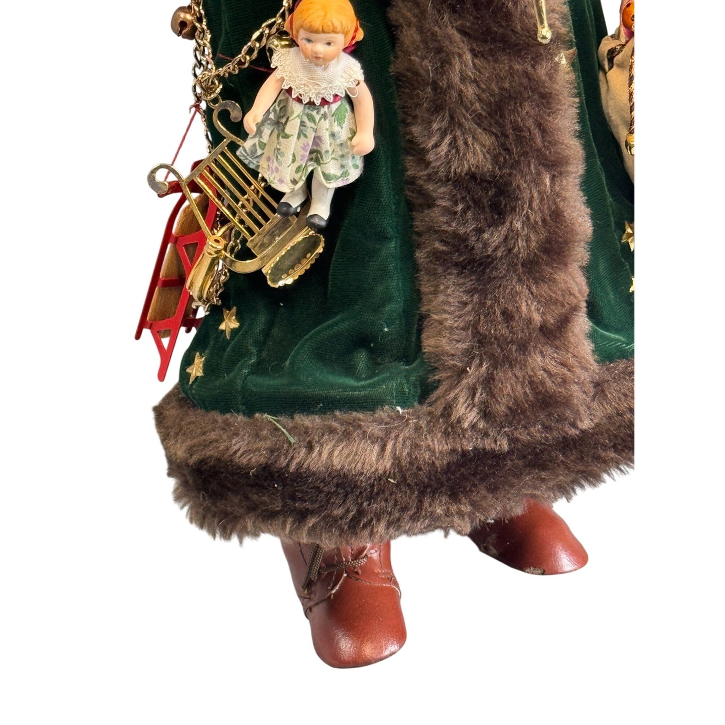 Lynn West Father Christmas Figurine 19" Green Velvet Fur Signed 1986 Limited Edition