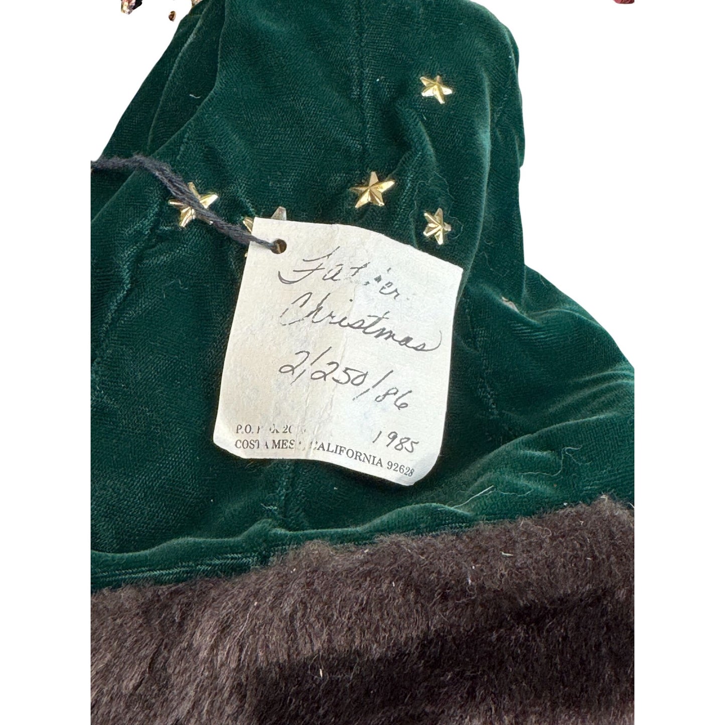 Lynn West Father Christmas Figurine 19" Green Velvet Fur Signed 1986 Limited Edition