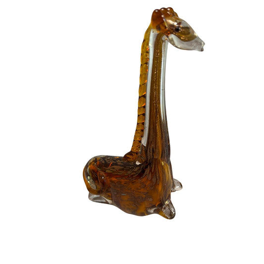 Murano Art Glass Giraffe Amber Gold Aventurine 10 Inch Hand Blown Figurine
