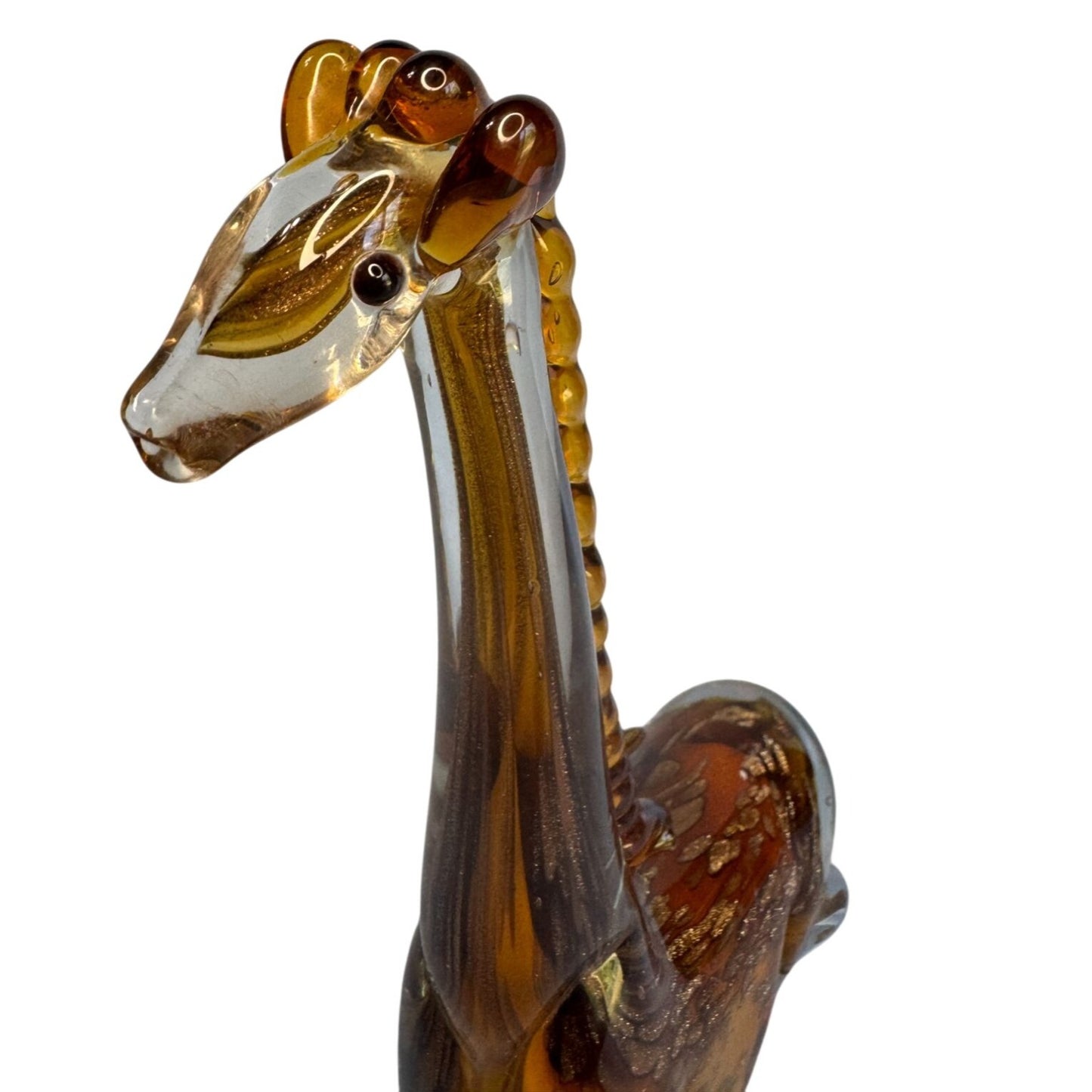 Murano Art Glass Giraffe Amber Gold Aventurine 10 Inch Hand Blown Figurine