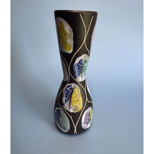 Vintage 1960s Kongo Vase By Bodo Mans For Bay Keramik Hand-Painted 6 1/4" Tall
