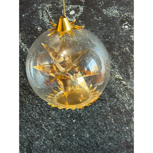 Vintage Resi Lenz Gold Foil Star Blown Glass Ornament Western Germany C1960's