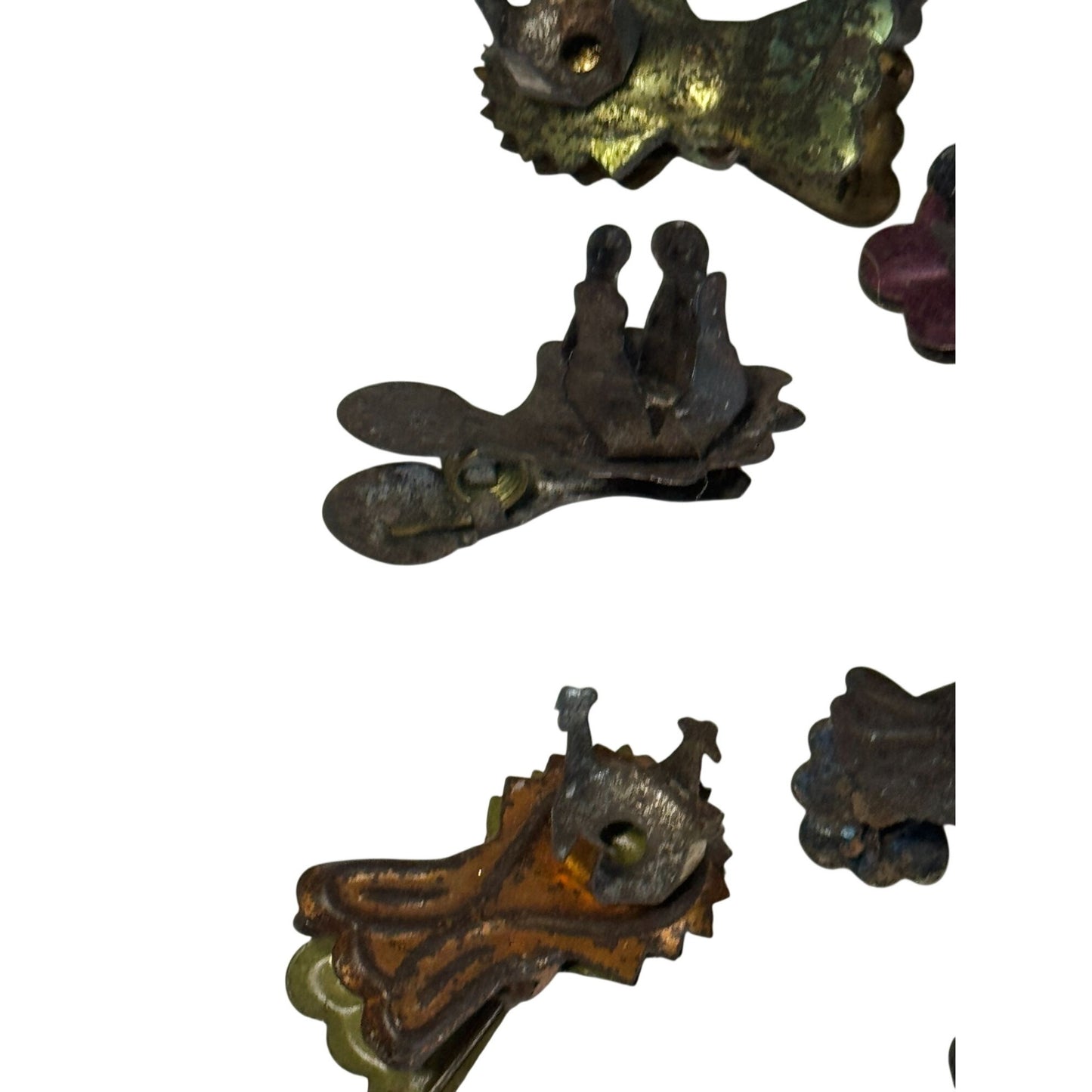 Antique Lot Of 16 Metal Christmas Tree Candle Clips Flower Leaf Holders