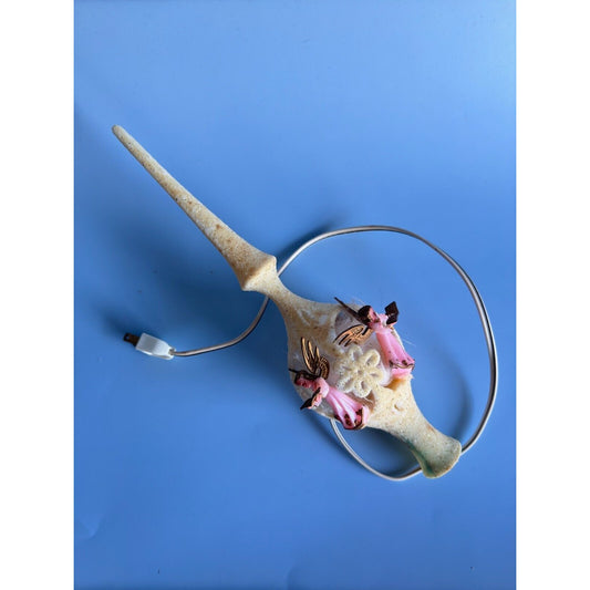 Vintage Celluloid Flocked Angel Christmas Tree Topper Lighted Germany 12"