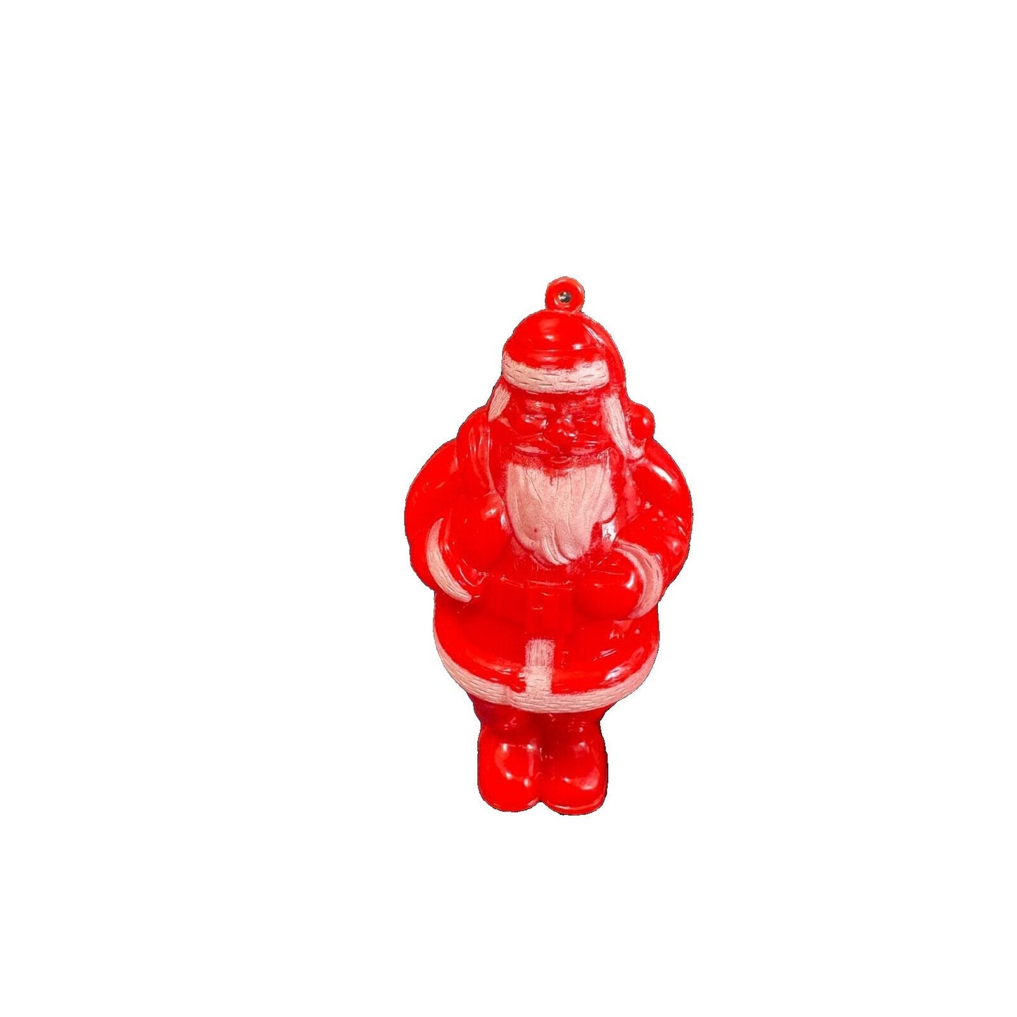 Midcentury Red Plastic Santa Claus Candy Container Christmas Ornament or Figure