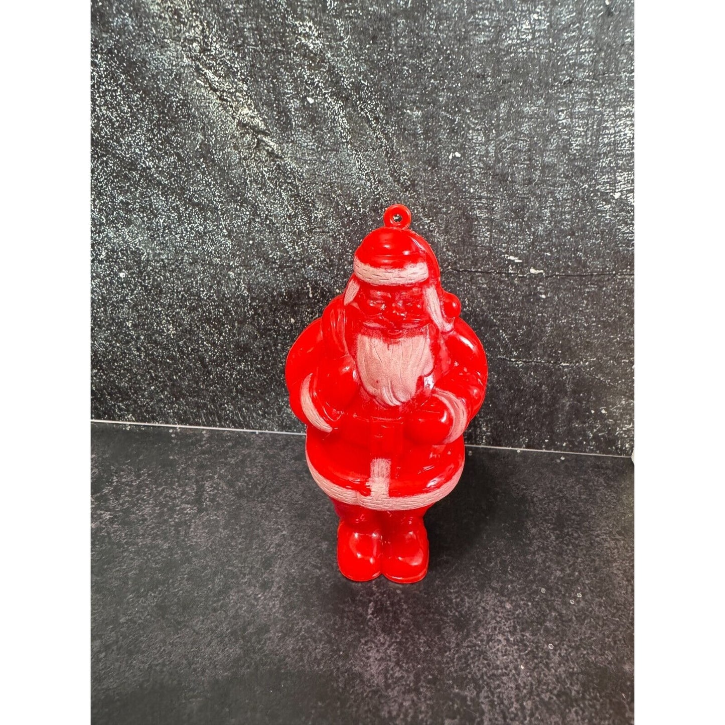 Midcentury Red Plastic Santa Claus Candy Container Christmas Ornament or Figure