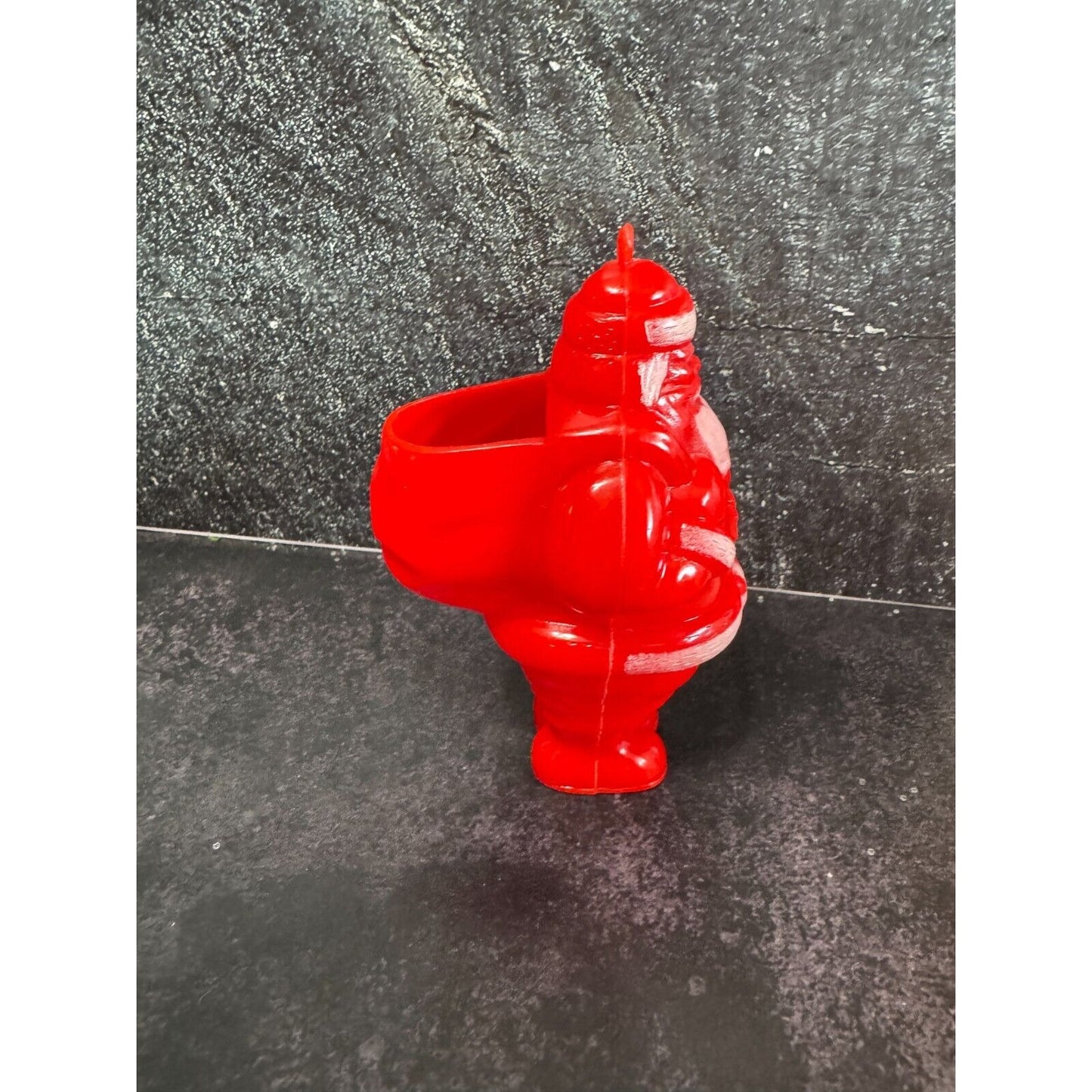 Midcentury Red Plastic Santa Claus Candy Container Christmas Ornament or Figure