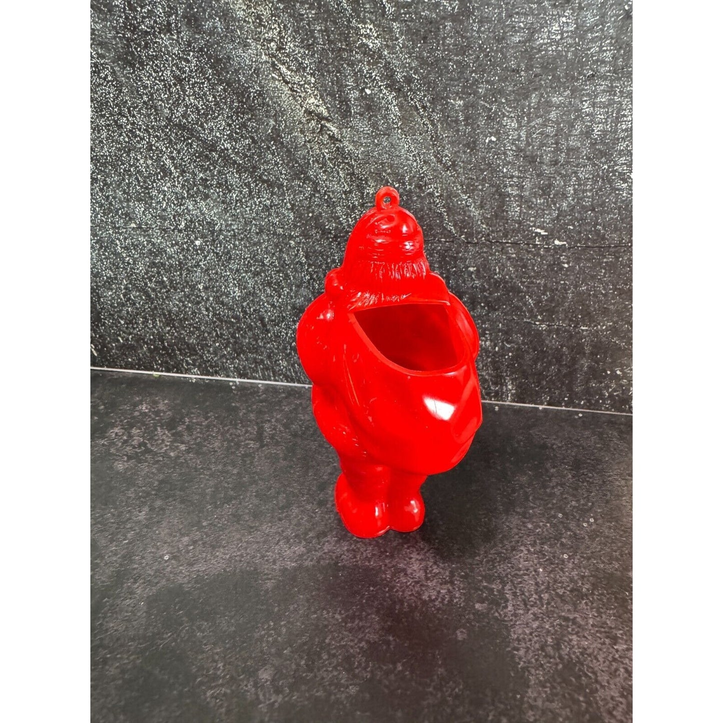 Midcentury Red Plastic Santa Claus Candy Container Christmas Ornament or Figure