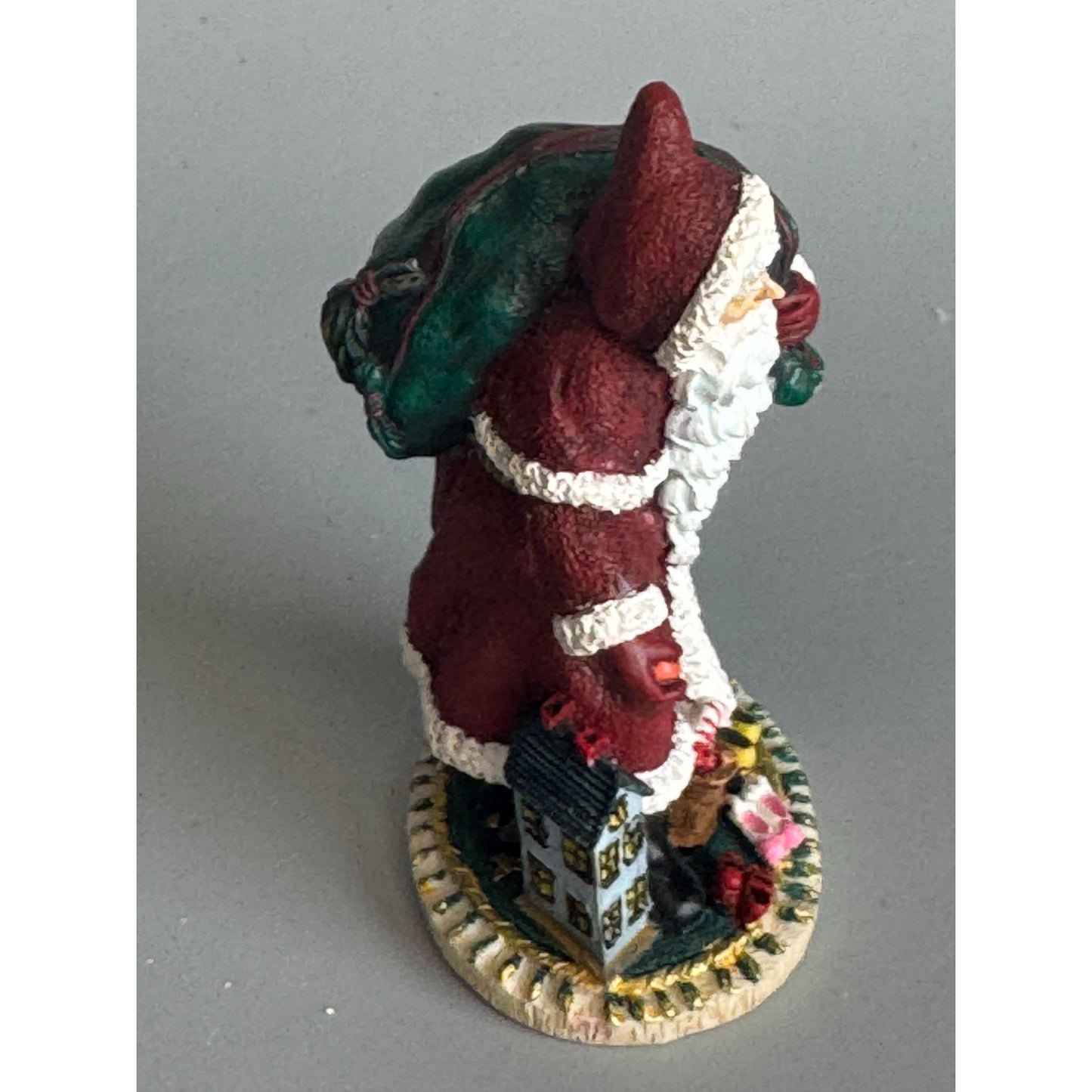 Pipka Miniature Collection German St. Nick Santa Figurine Burgundy Coat 2.25" Box