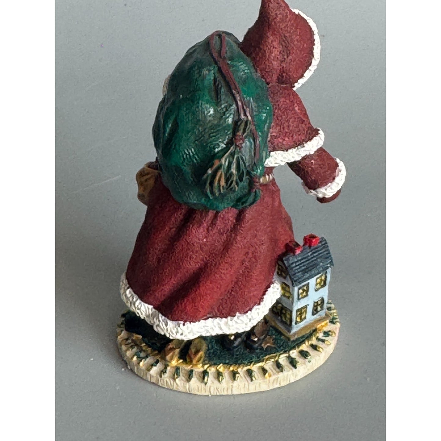 Pipka Miniature Collection German St. Nick Santa Figurine Burgundy Coat 2.25" Box