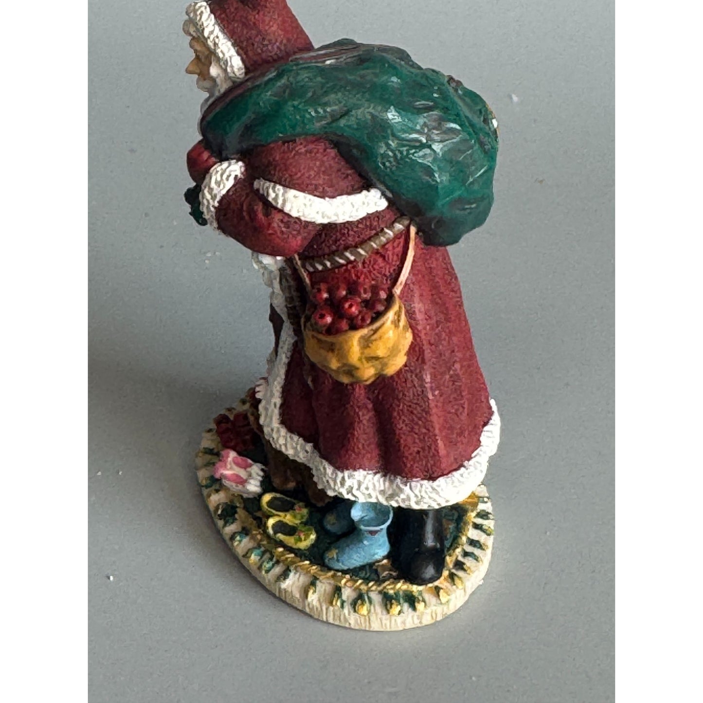 Pipka Miniature Collection German St. Nick Santa Figurine Burgundy Coat 2.25" Box