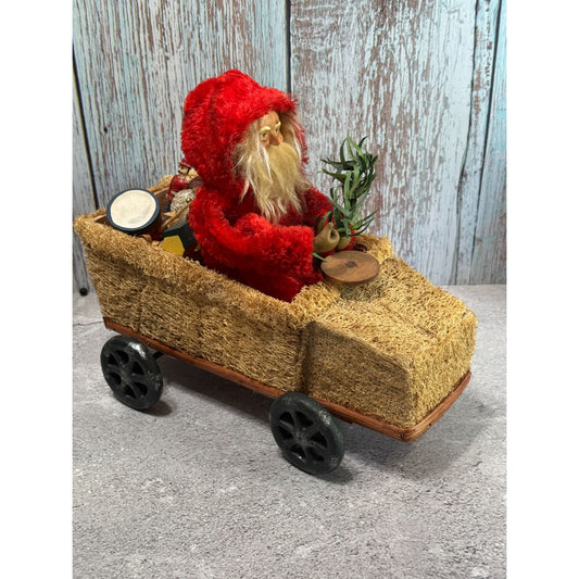 Bethany Lowe German Santa Claus In Loofah Wagon With Toys Tag Missing