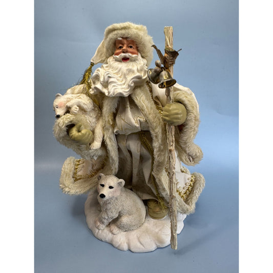 1998 Christmas Fantasy Ltd. Fabriche Santa Figurine With Polar Bears