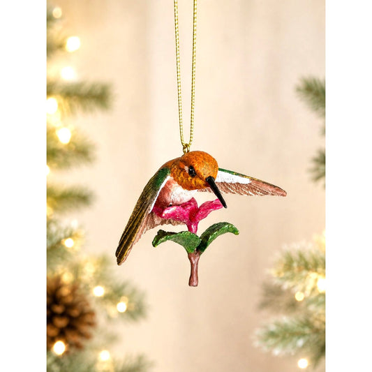 Danbury Mint Ornament Rufous Hummingbird Brown Pink Resin Hanging