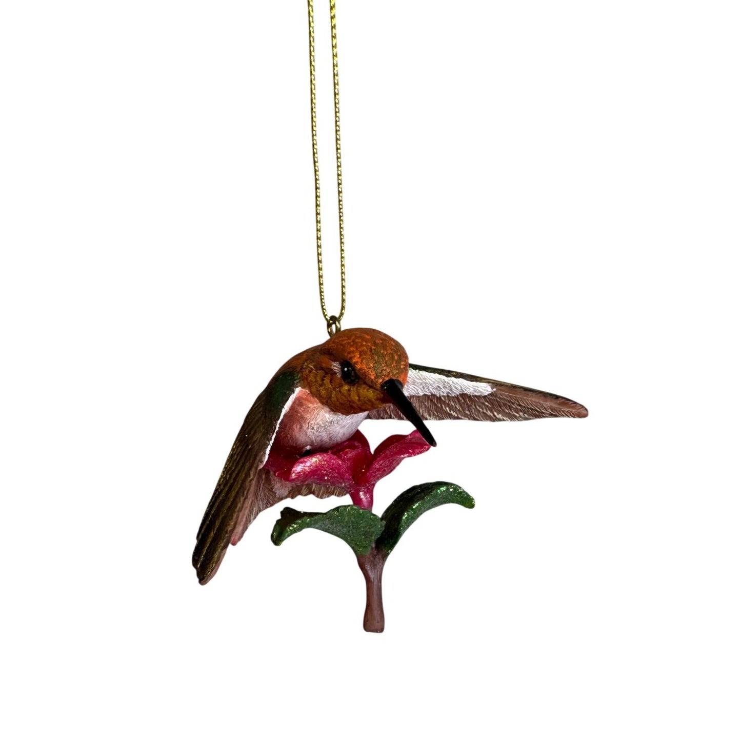 Danbury Mint Ornament Rufous Hummingbird Brown Pink Resin Hanging