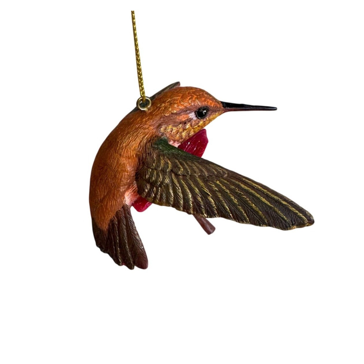 Danbury Mint Ornament Rufous Hummingbird Brown Pink Resin Hanging