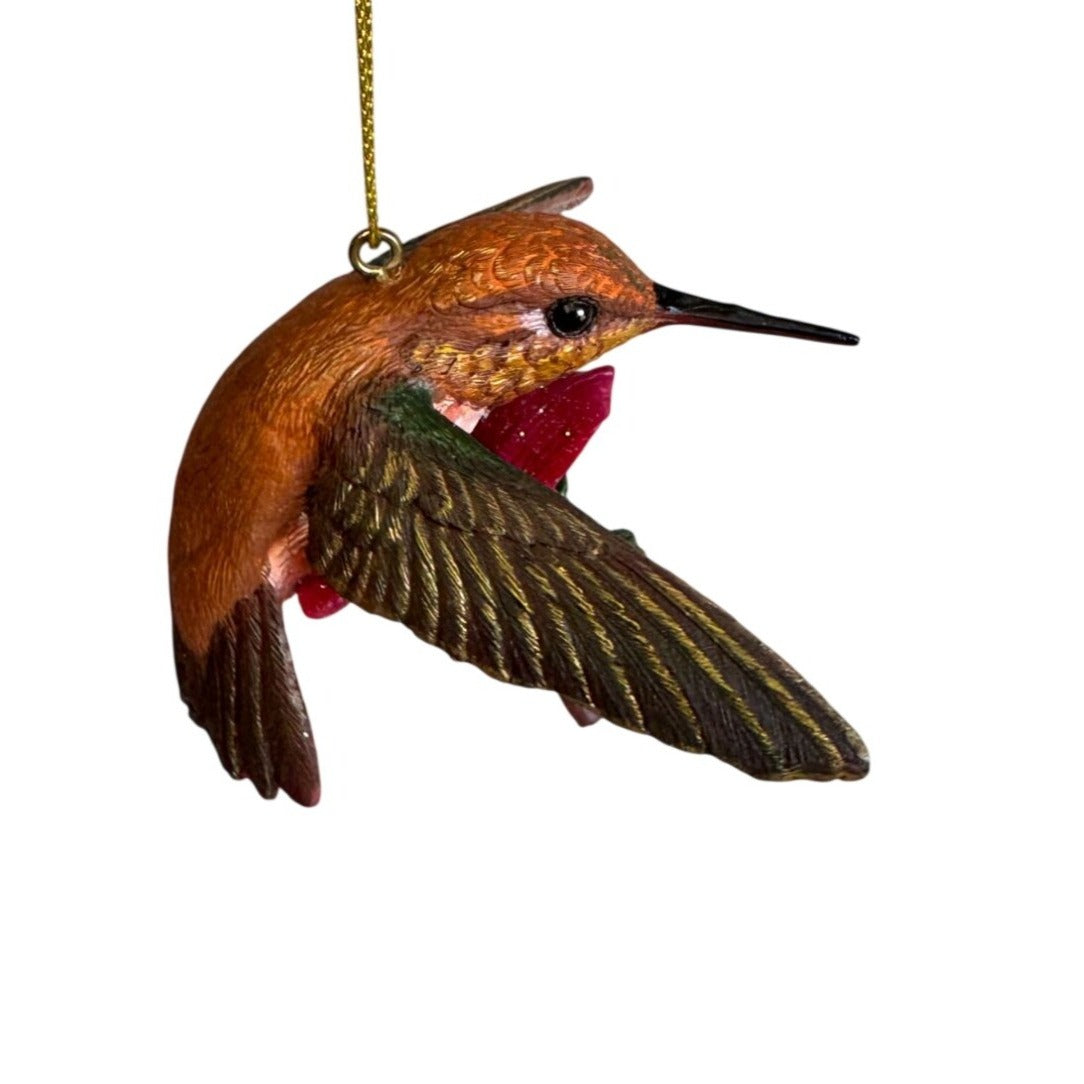 Danbury Mint Ornament Rufous Hummingbird Brown Pink Resin Hanging