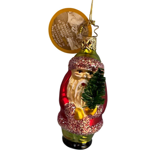 Inges Glass Santa Ornament Christmas Heirloom Blown Glass 3.5" Germany w/Box