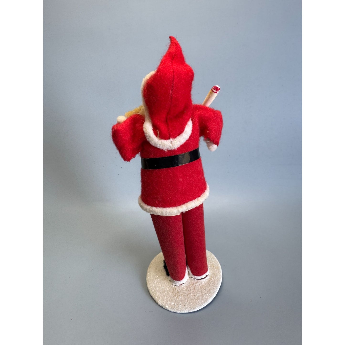 Vintage Japan Santa Claus Figure Spun Cotton Beard Paper Mache Candle Flocked 7"